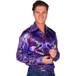 Shirt disco heren paars | Maat M